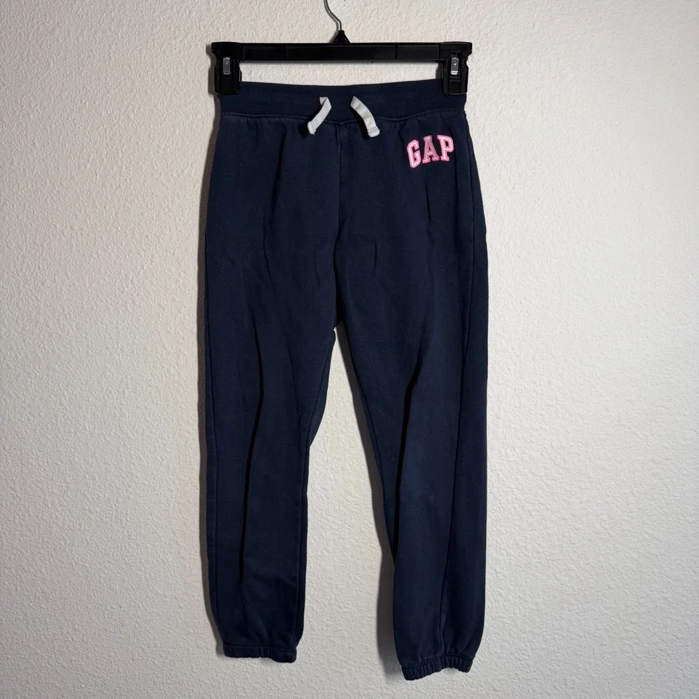 Gap‎ Sweatpants Girls L Blue Fleece Lined Drawstring Running Training Athleisure